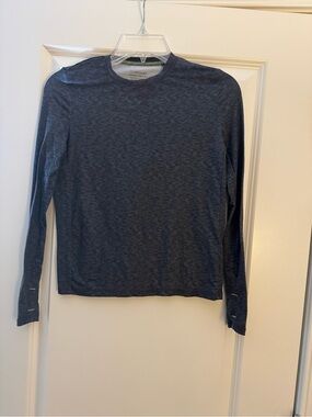 Cuddl Duds Boys' Heathered Navy Long Sleeve Crew Tee